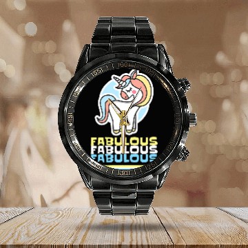 Discover Unicorn Pet Dreaming About Paradise Baseball Tees Calendar Steel Band Watch