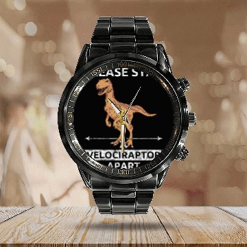 Discover Dinosaur Pet Please Stay A Velociraptor Apart 1 Calendar Steel Band Watch