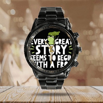 Discover Frog Pet Animal Tadpole Herpetology Toad Egg Frog Baseball Tees Calendar Steel Band Watch