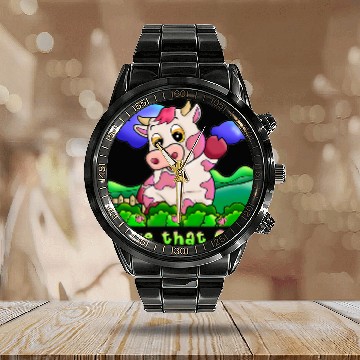 Discover Cow Pet Strawberry Cow Design 01 Baseball Tees Calendar Steel Band Watch