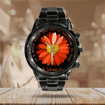 Discover Multiple Sclerosis Ribbon Daisy Be Kind Calendar Steel Band Watch
