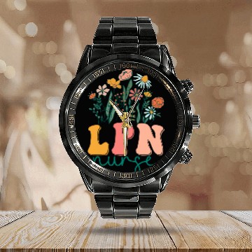 Discover nurses Job Groovy Wildflower Licensed Practical nurses Tees Calendar Steel Band Watch
