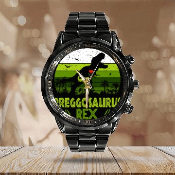 Discover Dinosaur Pet Preggosaurus rexs Mamasaurus Dinosaur Pregnancy Announcement Baseball Tees Calendar Steel Band Watch
