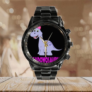 Discover Dinosaur Pet MEADOW MEADOWOSAURUS LONGNECK BRONTOSAURUS Calendar Steel Band Watch