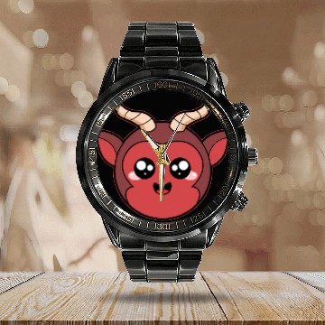 Discover Goats Pet Cute Krampus Face Half Goats Half Demon Christmas Baseball Tees Calendar Steel Band Watch