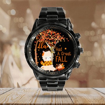 Discover Llama Pet Had A Great Fall Autumn Tree Maple Leaves Pumpkin Calendar Steel Band Watch