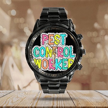 Discover Pest Control Worker Exterminator Bug Hunter Pest Management 21 Calendar Steel Band Watch