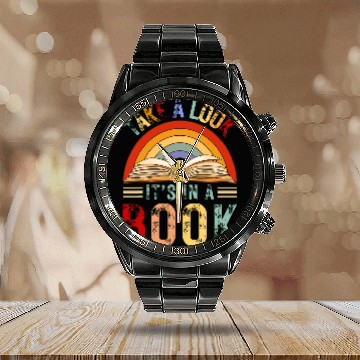 Discover Cool Rainbow Reading Take A Look Its In A Book Retro Vintage Calendar Steel Band Watch