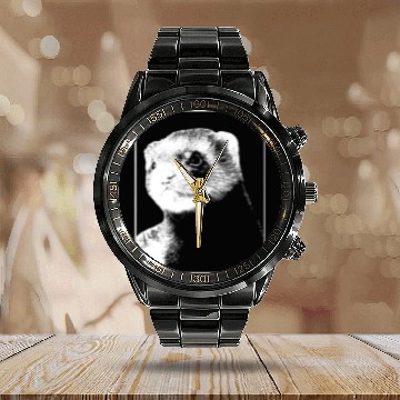 Discover Ferret Pet Cute Weasel Furry Animal Ferret Calendar Steel Band Watch