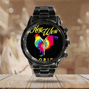 Discover Chicken Pet Key West Florida Tie Dye Chicken Souvenir Calendar Steel Band Watch