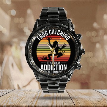 Discover Frog Pet Catching Frog Hunting Frog Pond Baseball Tees Calendar Steel Band Watch