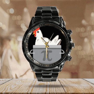 Discover Chicken Pet Funny Math Pi Chicken Pot Pie Apparel Calendar Steel Band Watch