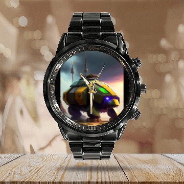 Discover Turtle Pet Armored Turtle Behemoth Robotic Tank Futuristic Robot Art Calendar Steel Band Watch