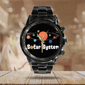 Discover Astronaut Job Solar System Planets Space Science Sun Moon Jupiter Stars Calendar Steel Band Watch