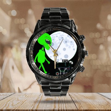 Discover Aliens UFO Walking Space Rover 2Funny NASA Perseverance Mission Baseball Tees Calendar Steel Band Watch
