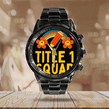 Discover Book Fun Cute title 1 one reading teacher assistant student pencil Calendar Steel Band Watch