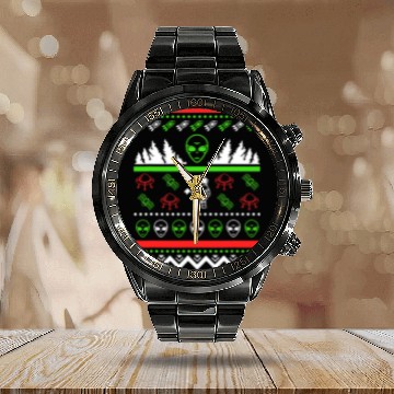 Discover Aliens UFO Ugly Christmas Alien Ufo Alien Christmas Calendar Steel Band Watch
