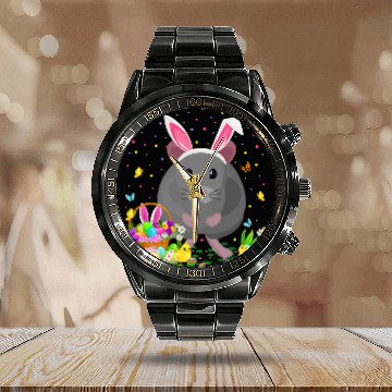 Discover Gerbil Pet Lover Easter Gerbil Bunny Egg Hunting Gerbil Easter Sunday Calendar Steel Band Watch