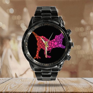 Discover Dinosaur Pet Dot Day T Rex Baseball Tees Calendar Steel Band Watch