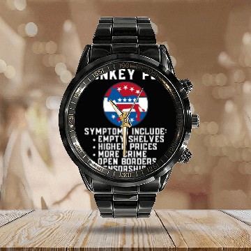 Discover Donkey Pet Pox Symptoms Conservative Republican Funny Meme Baseball Tees Calendar Steel Band Watch