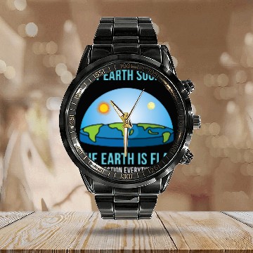 Discover Flat Earth Society 2Flat Earth Map Model Globe 21 Calendar Steel Band Watch