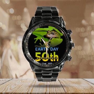 Discover Frog Pet Earth Day 50th Anniversary Frog and Toad Silhouette Baseball Tees Calendar Steel Band Watch