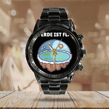 Discover Flat Earth Map Model Flat Earth Society Calendar Steel Band Watch