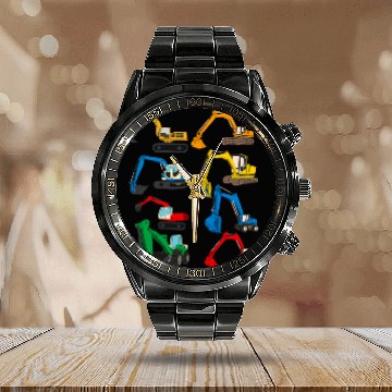 Discover Excavator Fun Kids Boys Excavator Construction Work Excavator 1 Calendar Steel Band Watch