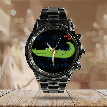 Discover Alligator Pet See You Later Alligator Kids Calendar Steel Band Watch