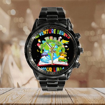 Discover Book Fun Adventure Begins At Your Library Reading 0011 Calendar Steel Band Watch