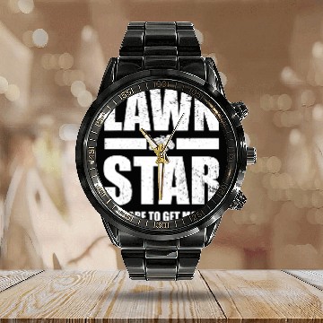 Discover Lawn Mower Fun Corn Star Yard Work Lawn Tractor Calendar Steel Band Watch