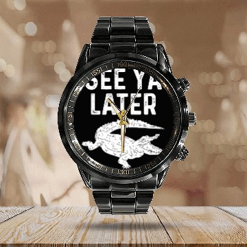 Discover Alligator Pet See Ya Later Alligator Funny Animal Pun Calendar Steel Band Watch