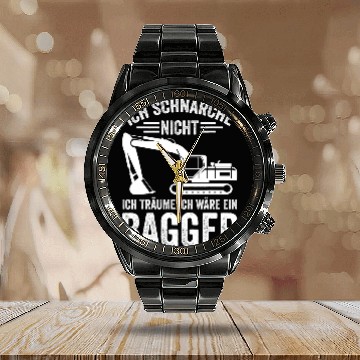 Discover Excavator Fun Construction Site Digger Driver Construction Worker Funny Zip Calendar Steel Band Watch
