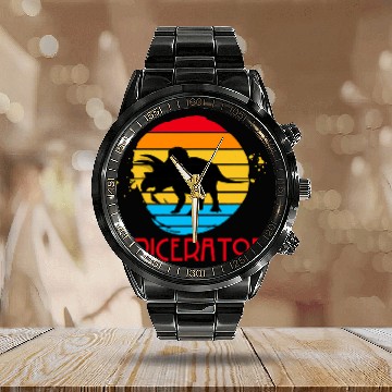Discover Dinosaur Pet triceratops dinosaur reptile animal Baseball Tees Calendar Steel Band Watch