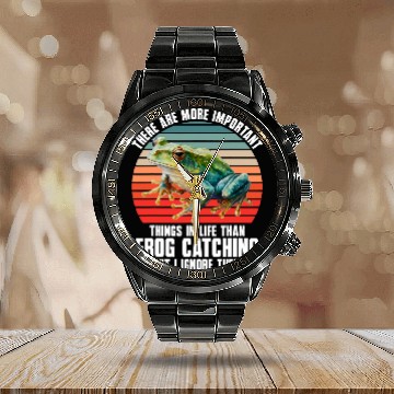 Discover Frog Pet Catch Frog Toad Amphibian Frog Catching Calendar Steel Band Watch