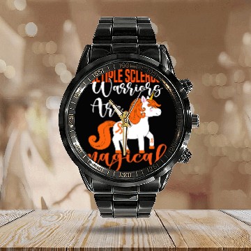 Discover Multiple Sclerosis Ribbon Warriors Magical Unicorn MS Calendar Steel Band Watch