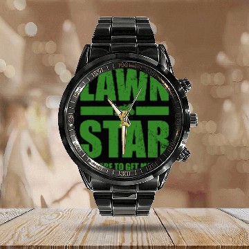 Discover Lawn Mower Fun Corn Star Yard Work Lawn Tractor 1 Calendar Steel Band Watch