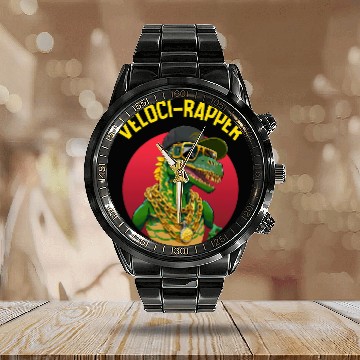 Discover Dinosaur Pet VelociRapper Velociraptor Rapper Raptor Baseball Tees Calendar Steel Band Watch