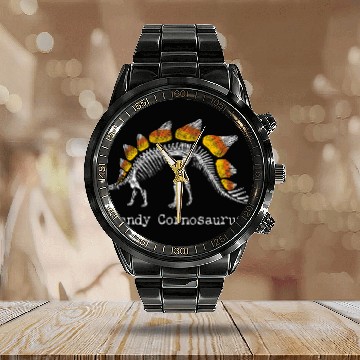 Discover Dinosaur Pet Skull Candy Corn Dinosaur Halloween Skeletons Cornosaurus Fun Cool1 Calendar Steel Band Watch