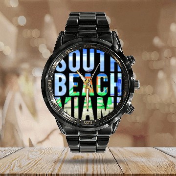 Discover South Beach Miami Florida 2Sunshine Lifeguard Design Calendar Steel Band Watch