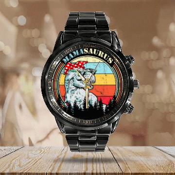 Discover Dinosaur Pet vintages Funny Mama Mamasaurus T rexs Dinosaur Family Matching Calendar Steel Band Watch