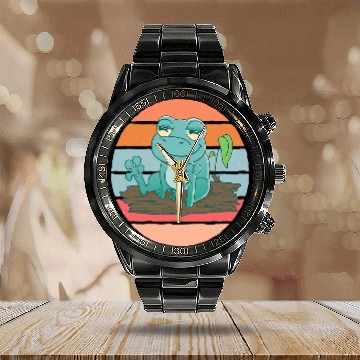 Discover Frog Pet Coral finger Calendar Steel Band Watch