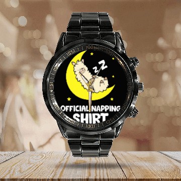 Discover Llama Pet Sleeping Alpaca Lazy Tired Alpaca Pajama Official Napping Baseball Tees Calendar Steel Band Watch