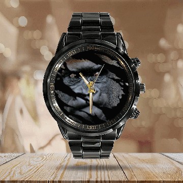 Discover Gorilla Pet African Gorilla Eye Claw Gorilla Monkey Face Silhouette 6 Calendar Steel Band Watch