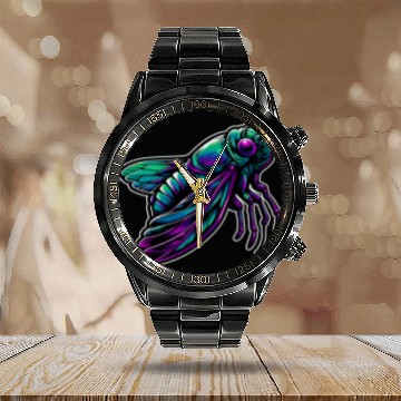 Discover Cicada Brood Insect Bug Colorful Entomology Entomologist Calendar Steel Band Watch