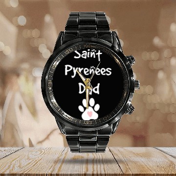Discover Saint Bernard Pet Pyrenees Dad Great Pyrenees Saint Bernard Mix Breed Calendar Steel Band Watch