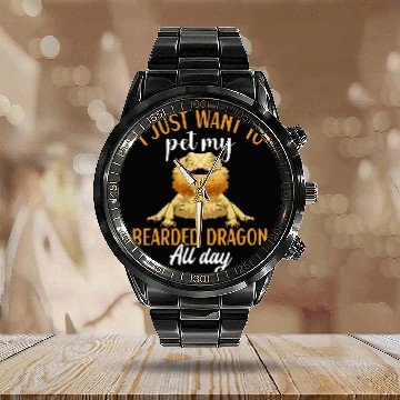 Discover Bearded Dragon Pet Owner Bearded Dragon Reptile 1 Calendar Steel Band Watch
