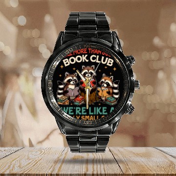 Discover Book Fun Racoon Reading Were More Than Just A Book Club Baseball Tees Calendar Steel Band Watch