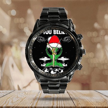 Discover Aliens UFO Do You Believe Humanoid Alien Christmas Extraterrestrial Calendar Steel Band Watch