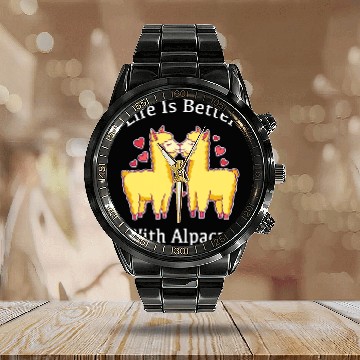 Discover Llama Pet Life Is Better With Alpacas Cute Llama Alpaca Calendar Steel Band Watch